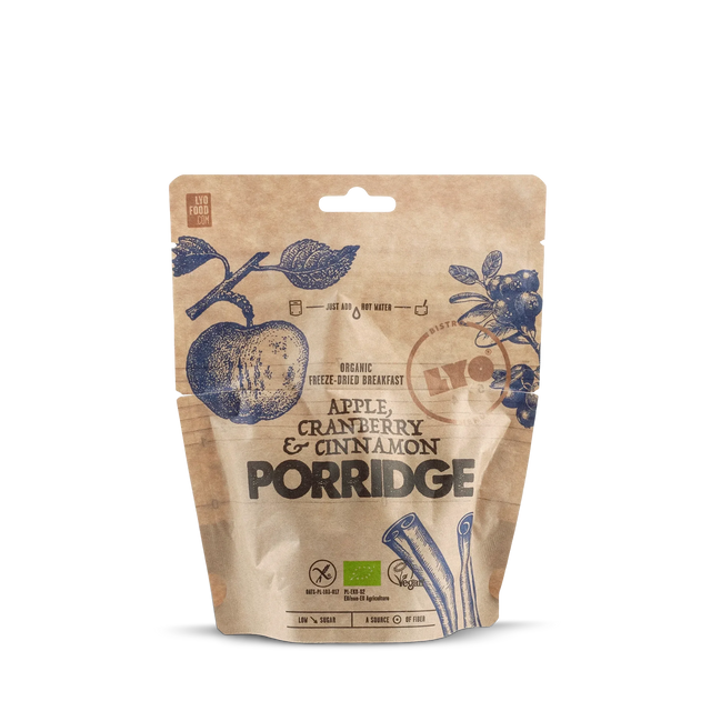 Hafer-porridge mit Apfel, Preiselbeeren und Zimt