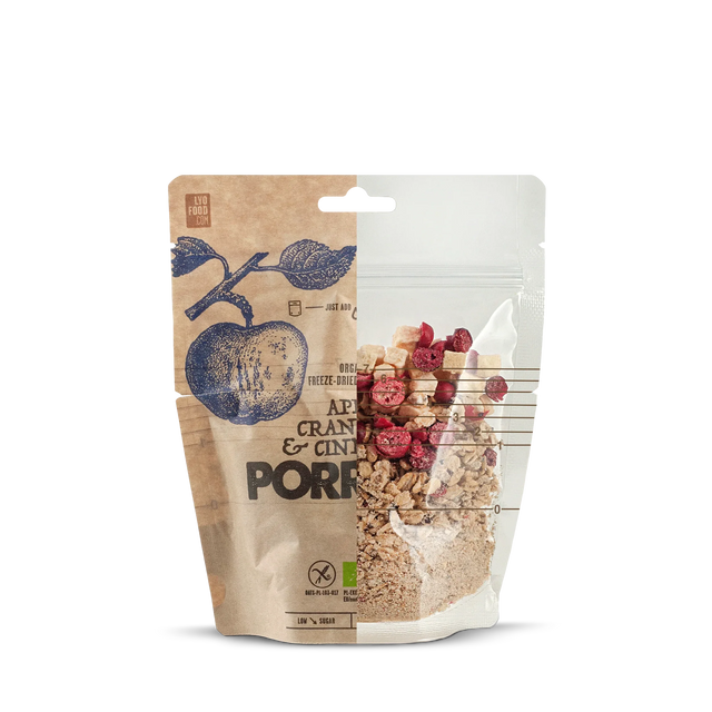 Hafer-porridge mit Apfel, Preiselbeeren und Zimt